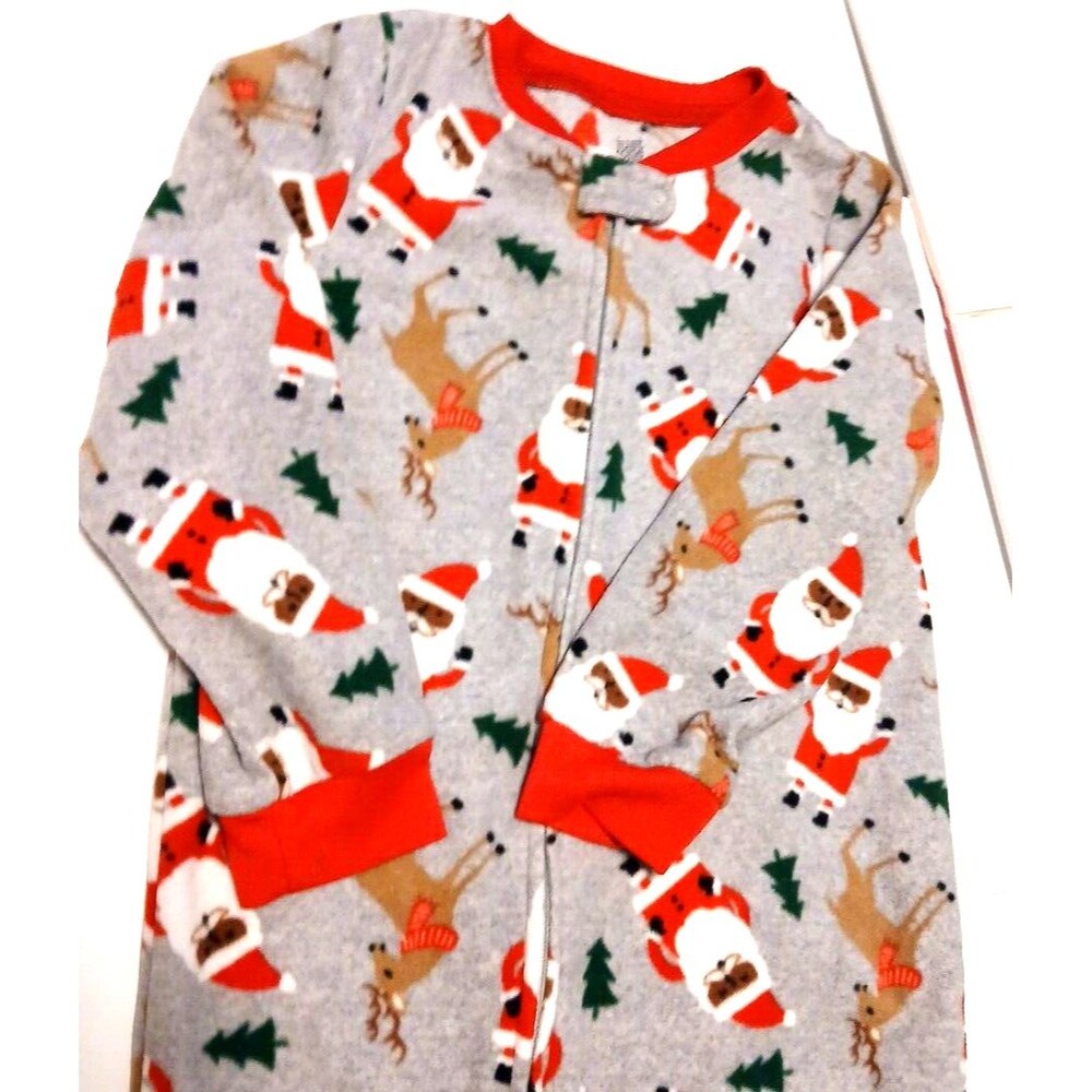 Carter's JUST One You Kids 4T Footed Sleeper Christmas/Black Santa Full Zip
